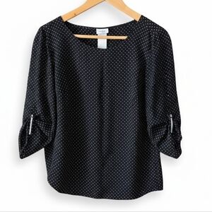 Akris Punto Mulberry Silk Black White Polka Dot Blouse Size US 10